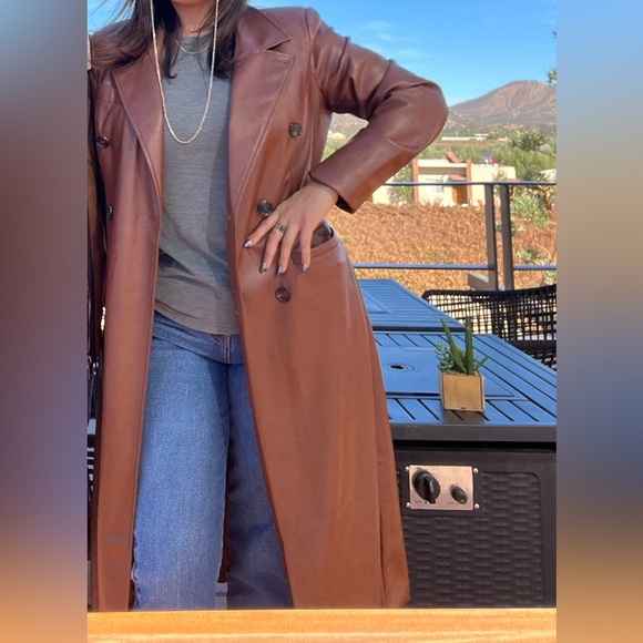 Avec Les Filles Brown Trench Coat size large - Picture 5 of 5